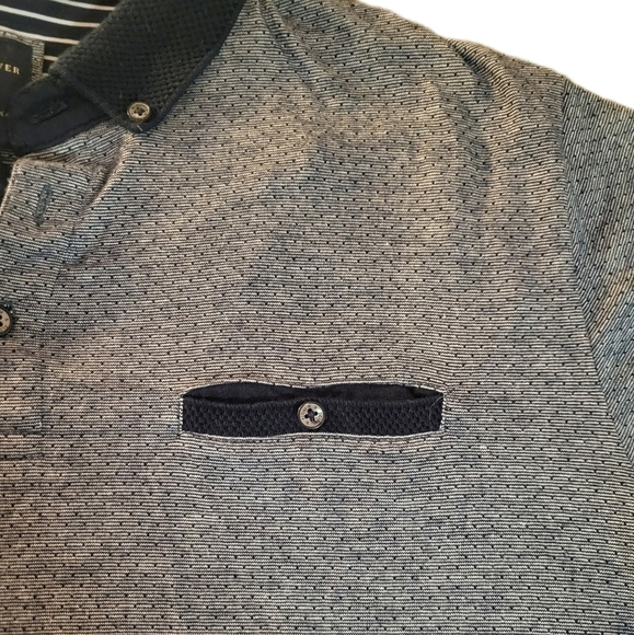 Denim & Flower / Men's Front Pocket Polo Shirt / M / Gray - Picture 2 of 7